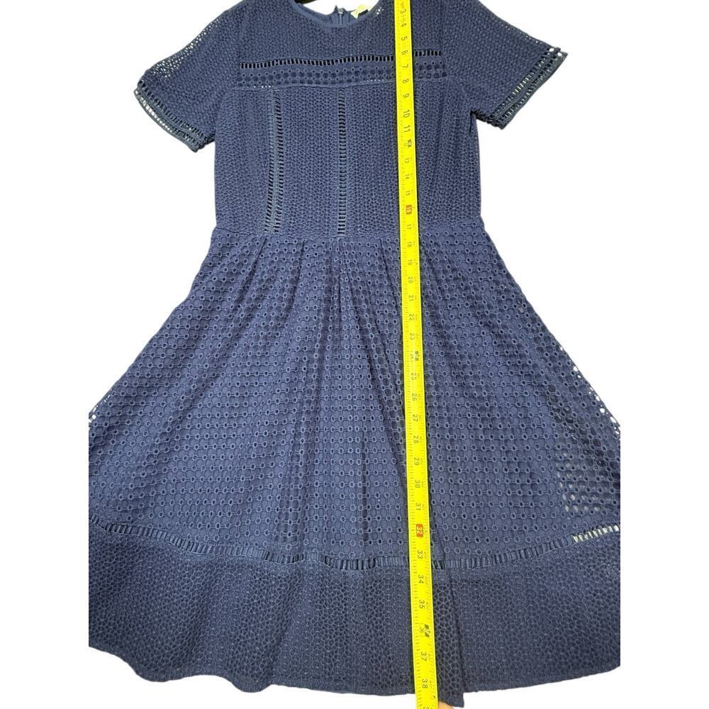 Michael Kors Navy Lace Eyelet Fit & Flare Dress – Size 4 - Picture 4 of 6